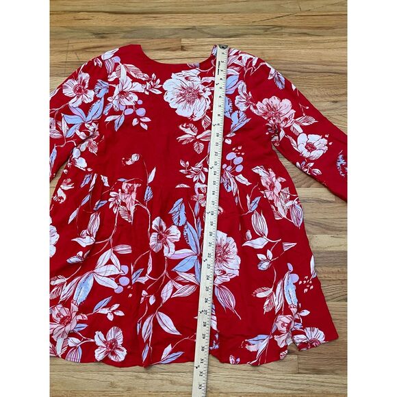Free People Bella Women's Red 2x Blouse Romantic Babydoll Floral Boho Top - Picture 13 of 13
